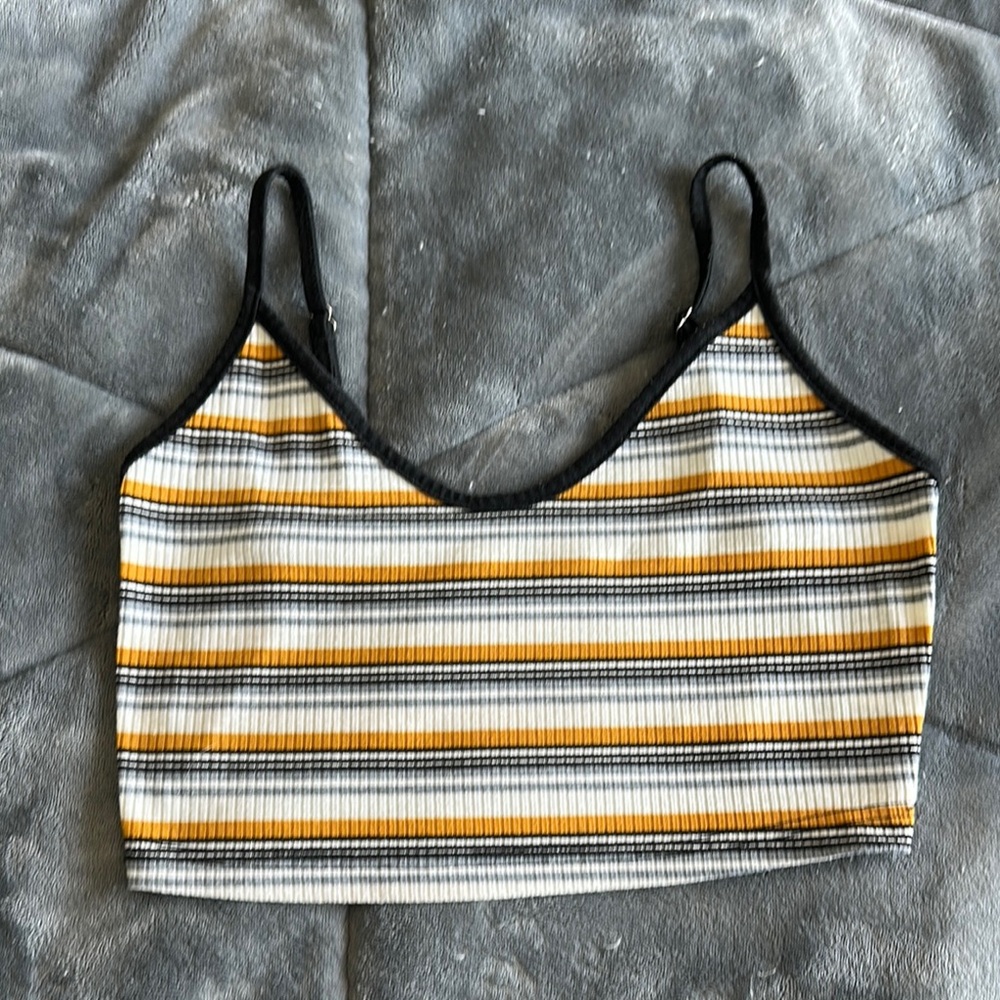 Striped Yellow and Black Women's Crop Top